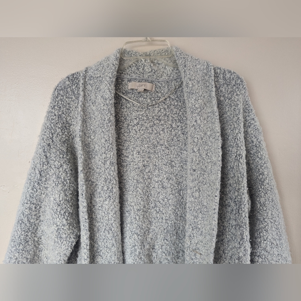 LOFT Wool & Alpaca Blend Long Oversized Cardigan Sweater, Gray (SIZE XS/S) - Picture 2 of 13